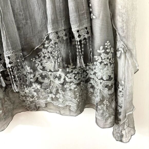 Fashion Concepts L lace overlay dress & scarf bohemian sage green - Picture 2 of 15